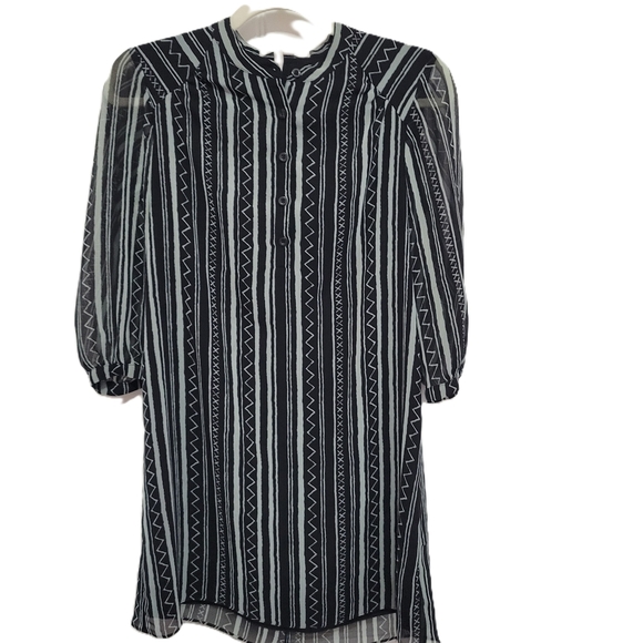 BCBGeneration Striped Dress Black Sage Green Shift Short 3/4 Sleeve Size XS - Picture 1 of 6